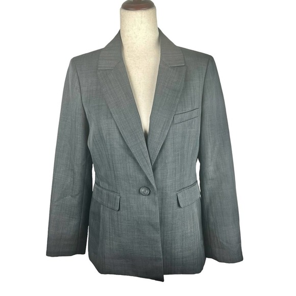 LE‎ SUIT ONE BUTTON CAREER BLAZER IN GRAY NWOT WOMEN'S SIZE 10P - Picture 1 of 15